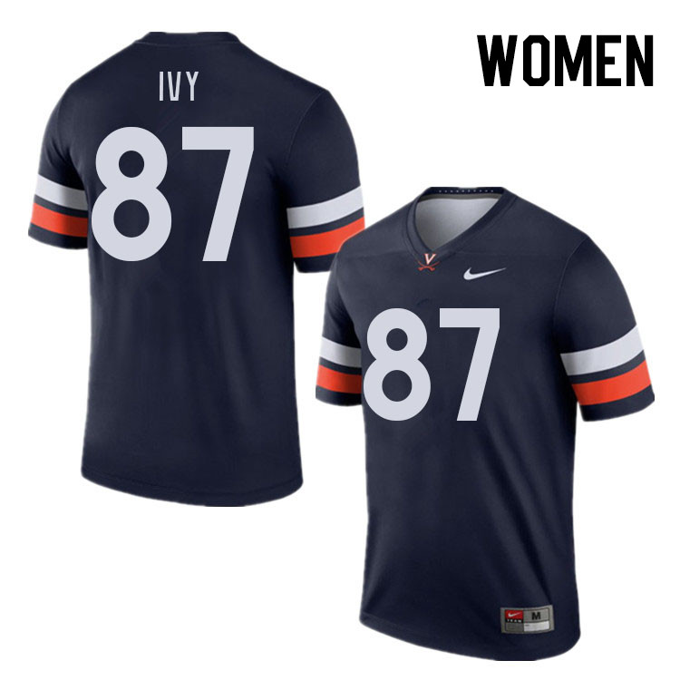 Women #87 Titus Ivy Virginia Cavaliers College Football Jerseys Stitched Sale-Navy - Click Image to Close